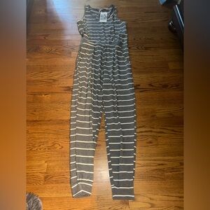 Women's Gray & White Striped Jumpsuit